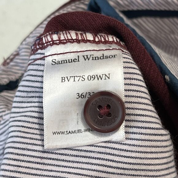 Samuel Windsor Pants Mens 36 Red Corduroy 33 Inseam Chino Trouser Business - Picture 4 of 11